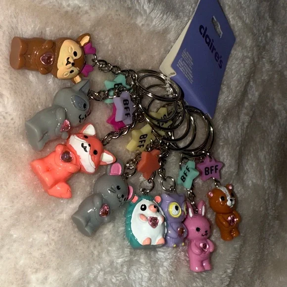 Cute Claire's Animal BFF Rhinestone Keychains, Set of Eight NWT Great Gifts 👯‍♀️ - Picture 2 of 4